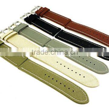 Remarkable Quality Genuine Leather Lining Canvas Watch Straps