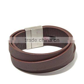 Leather Bracelet Cheap Wholesale Brown Leather Unisex Simple Bangle with 316L Clasp Best Gifts for Friends