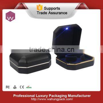 black leather led light bangle & bracelet boxes with silver rim wholesale