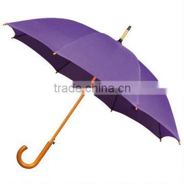 ladies woodstick crook handle purple umbrella