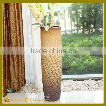 Yellow large hotel decor vase made in jingdezhen factory