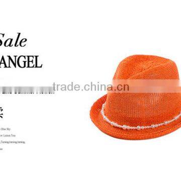 Korean Style Head Accessories Paper Straw Hats Women Pearl Fedora Hat photo-4