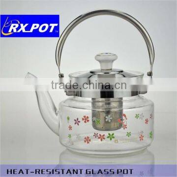 HOT SALES hand made heat resistant borosilicate exotic glass teapot glass tea pot1500k/2200k/2600k/3000k