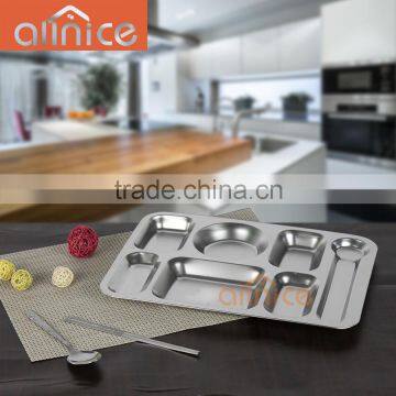 7 departments stainless steel square lunch plate/dinner plate for shchool