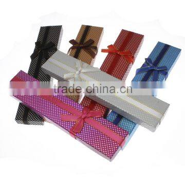 Cardboard Necklace Box with Sponge & Satin Ribbon round spot pattern Necklace packing Box