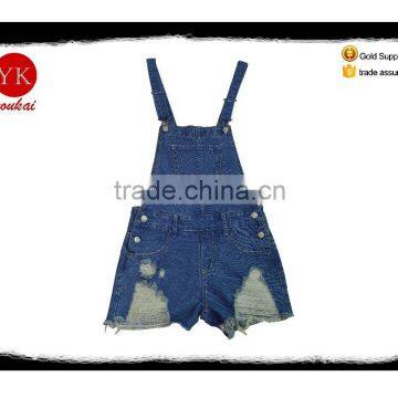 100% cotton Denim ladies girls' Dungarees shorts / Indigo Washed Kid Girls Denim ' overalls shorts Wholesale factory