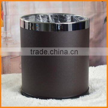 European Household Kitchen Trash Creative Fashion Leather Double Bedroom Hotel Barrel Basket Bucket Container Shipping photo-2
