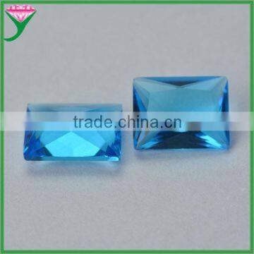 Wuzhou Wholesale Sapphire Blue Rectangle Crystal Glass Gemstone