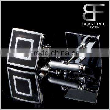 Mens Square Black Modern Ornate Wedding Shirts Cufflinks 1 Pair Set photo-2