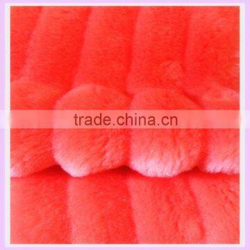 polyester fabric wholesale 18mm red imitation faux fur super soft plush dyeing fabric china suppier