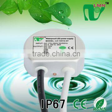Low power IP67 waterproof 12W constant current led power supply