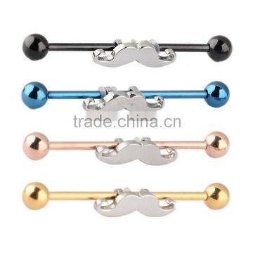 14G Stainless Steel Mustache Straight Barbells Industrial Barbell