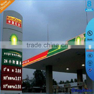 Illuminated customized design pylon sign for gas station