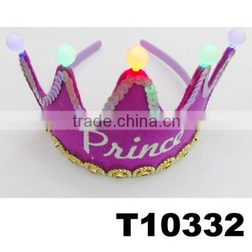 electrical 5 colored bulbs party pageant paper prince crowns tiaras for kids wholesale