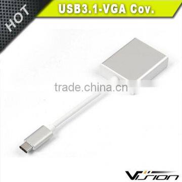 white 1920x1080 USB type-C to VGA adapter with magaluma shell