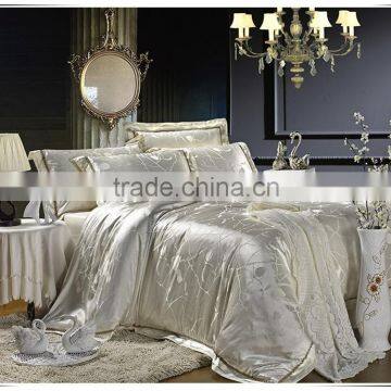 2015 new design king size silvery luxury cotton jacquard bedding set