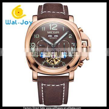 WJ-5502 Genuine Leather Multifunction High Quality Waterproof Megir Men Automatic Mechanical Watch photo-4