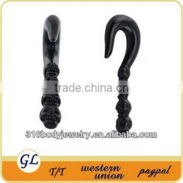 TP02326 acrylic carved hook skull ear plug taper