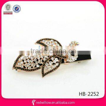 Manufacture wholesale gorgeous crystal peacock hair duck clips