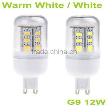 High Luminous 220V G9 Socket 12W 24 5730 SMD LED Corn Light Bulb Lamp White Light and Warm White Light