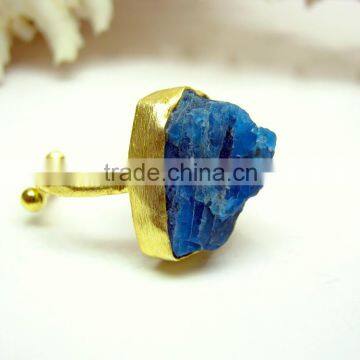 Neon Apatite Vermeil Rough Natural Gemstones Ring, Matt Finish Adjustable Rings, 925 Solid Sterling Silver Rings photo-4