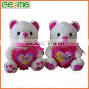JM6615 Wedding White Plush Bear with Red Heart