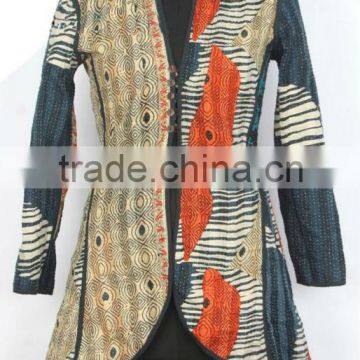 RTHCJ-11 SOOTHING HAND-WOVEN COTTON JACKET KANTHA FINE STITCHED UNIQUE PATTERNS