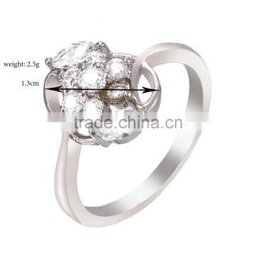Chic Clear Zircon Ellipse and Flower Shaped Women Engagement Ring photo-4