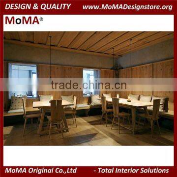 Antique Style Wood Restaurant Interior Design Dining Table And Chairs