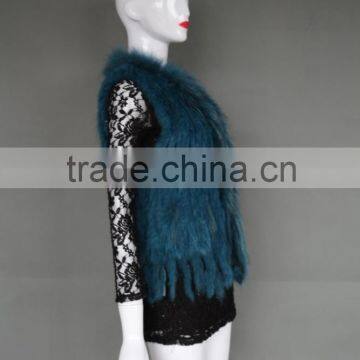 Knitted shawl rabbit fur shawl for ladies poncho with tassel