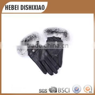 Lady Fashion PU Gloves Winter Fur Gloves Lady PU gloves Wholesale Lady Dressing Gloves