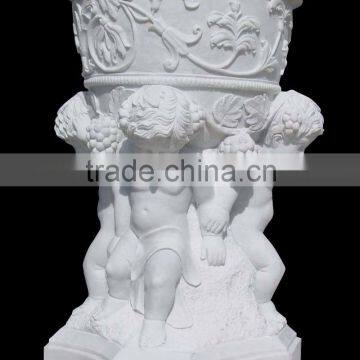 Stone marble vase with boys sculpture DSF-LH003