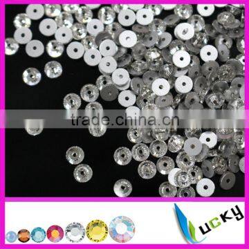 2014 new design Highest quality middle hole Flatback sew on rhinestones crystal strass for evening/wedding dress