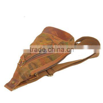 Wholesale Canvas Camouflage Chest Bag With Leather Trim Canvas Chest Bag for Man photo-3