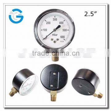 High quality steel case bottom entry low range manometer 600mbar