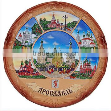 ceramic unglazed souvenir landscape 3D Plate for russia