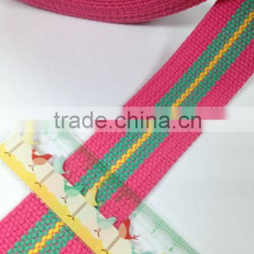 1 inch pink green and yellow striped SP webbing