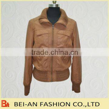 2013 Ladies PU Jacket With Zipper Puller pu Leather Jacket Supplier