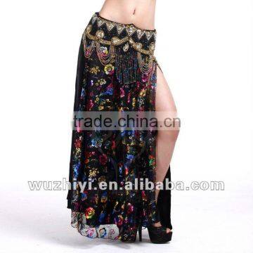 Tribal style open fork skirt black belly dance skirt (QZ004)