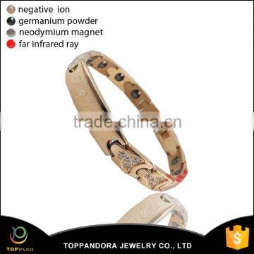 Bio energy magnetic PVD plated factory price 316l stainless steel bracelet for fashion lady