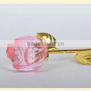 Vivid Pink Crystal Glass Rose for Decorations and Gift ZWM033