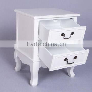Best Choice Antique Wood Furniture Bedside Table Short Good Quality White Painting Nightstand photo-3