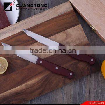 big steak knife set with color wood handle