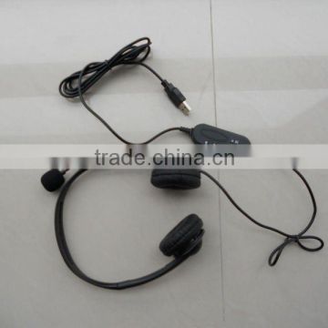 binaural USB headset headphone with microphone/volume control/mute function