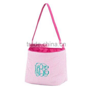 Wholesale Boutique Easter Basket Monogrammable Seersucker Bucket