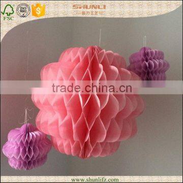 paper wreath decoration DIY Pink Honeycomb Balls