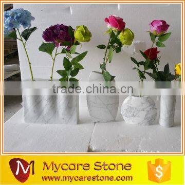 Carrara white marble vase