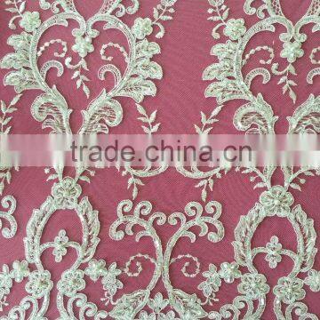 hand embroidery designs bridal wedding dress mesh beaded lace fabric