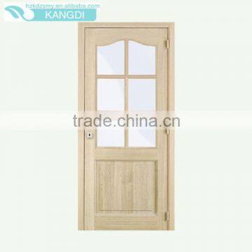 Unfinished interior oak veneered arched top composite wooden glass window door