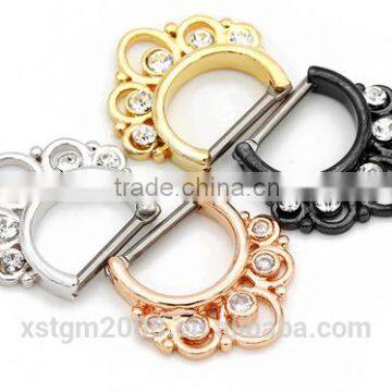 wholesale nose jewelry 4 color clicker diamond nose ring piercing body jewelry